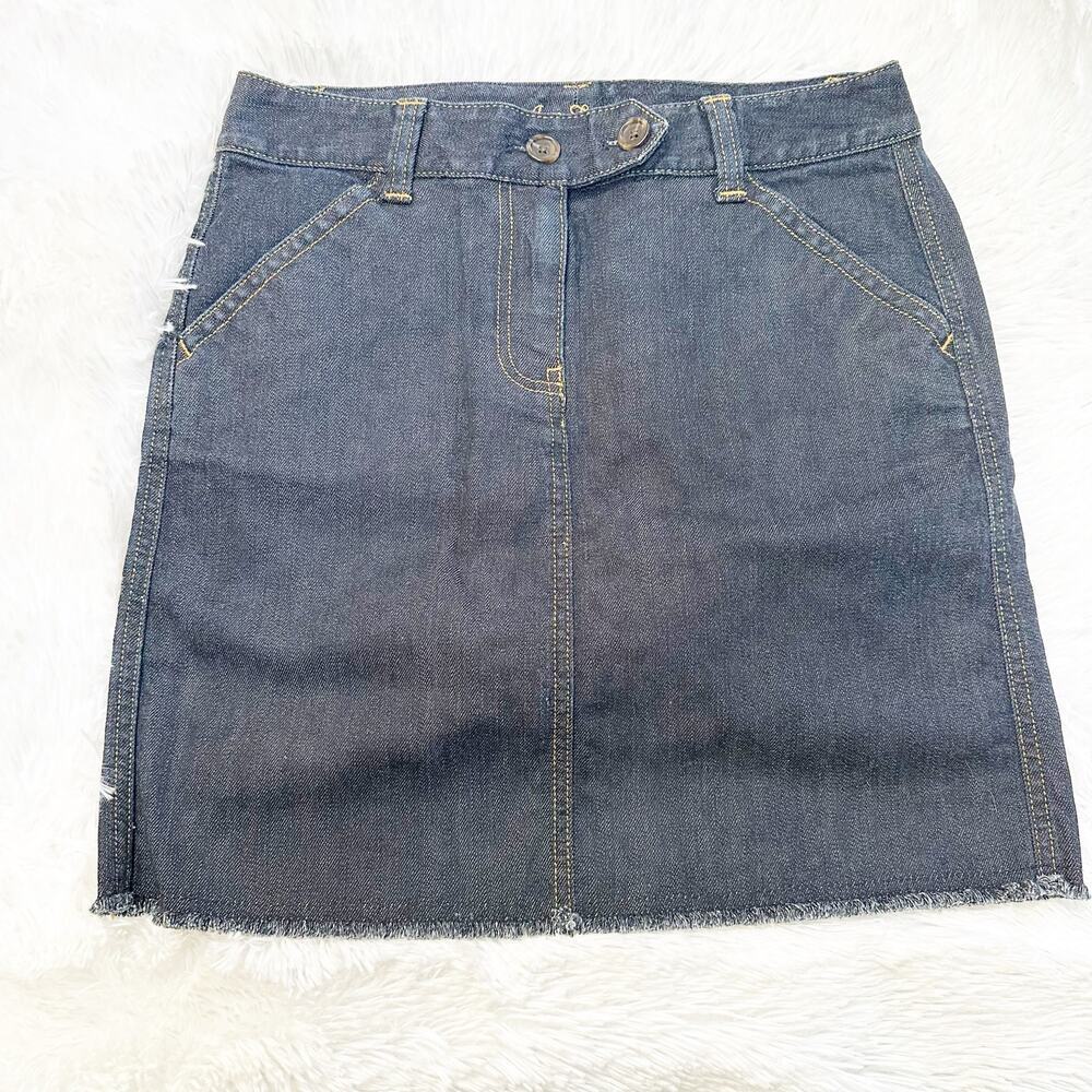 Ann Taylor Denim Skirt Size 4 Cotton Blend Navy Jean Skirt